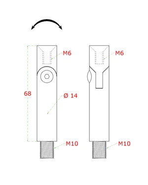 Čap s kĺbom ø14mm, L-68mm, brúsená nerez AISI304 - slide 1