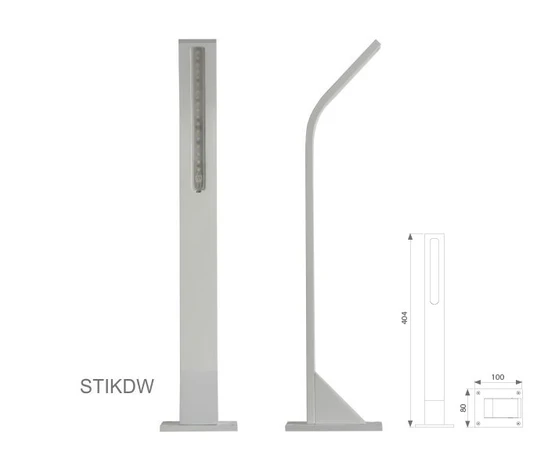 Venkovní LED osvětlení STIK - bílá barva, osvětlení směrem dolů, výška 404 mm, celohliníkové tělo