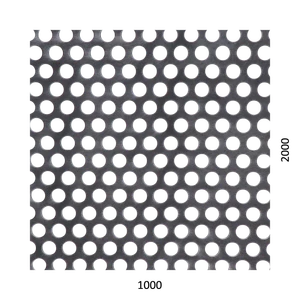 Dierovaný plech kruhový presadený Fe, otvor: ø 10mm, rozteč: 15mm, (1000x2000x1mm) - slide 0