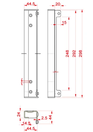 Doraz pro branku 292x45x44 mm, pravý / levý, pozinkovaný povrch - slide 1