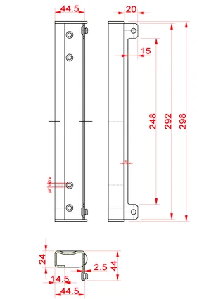 Doraz pro branku 292x45x44mm, pravý/levý, Zn povrch - slide 1