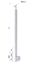 nerezový stĺp, bočné kotvenie, 6 dierový priechodný na lanko, vrch nastaviteľný, (ø 42.4x2mm), brúsená nerez K320 /AISI304
