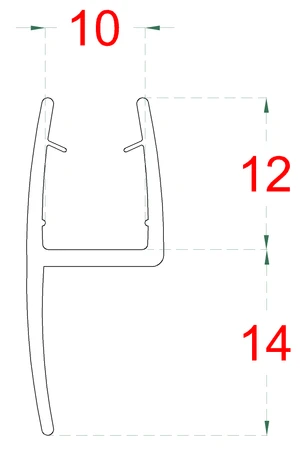 Plastové těsnění na sklo 10 mm, mezi skleněné dveře a stěnu nebo podlahu, 2200 mm - slide 1