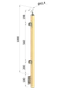 dřevěný sloup, boční kotvení, výplň: sklo, koncový, levý, vrch nastavitelný (40x40mm), materiál: buk, broušený povrch bez nátěru