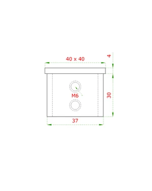 Ukončení - zátka (40x40x1,5 mm) na madlo EB1-JHM40, lepený spoj, broušená nerez K320 / AISI304 - slide 1