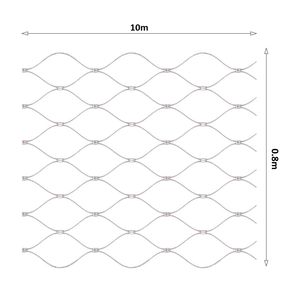 Nerezová lanková sieť, 0,8m x 10m (šxd), oko 50x50 mm, hrúbka lanka 2mm, AISI316, sieť nie je ukončená očkami na prevlečenie lanka - slide 0