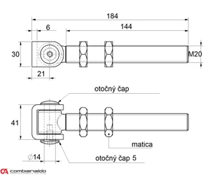 Combi Arialdo navárací záves M20, otvárateľný 90°, nastaviteľný 1D s kontramaticou, čiastočne pozinkovaný - slide 1