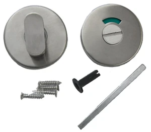 okrúhla rozeta s uzamykacou páčkou na WC dvere s ukazovateľom uzamknutia (ø52x31mm), brúsená nerez K320 /AISI304 - slide 1