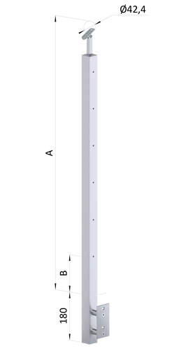 Nerezový stĺp,bočné kotvenie,6 radový M6,vnútorný,vrch nastaviteľný