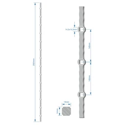 tyč 2m opieskovaná, profil 14mm, rozteč 140mm, oko 14,5mm