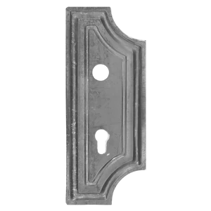 DOPRODEJ! Štítek s otvory na dveře-kovaný 280x112x3mm, rozteč 90mm, díra ø22 mm, pravý - slide 0