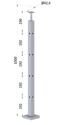 Nerezový sloup, vrchní kotvení, 4děrový rohový