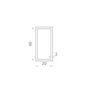 jokel 40x20x2mm,L-6000mm, prírodný hliník bez povrchovej úpravy, cena za kus - slide 1