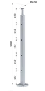 Nerezový sloup, vrchní kotvení, 4 děrový koncový, vrch pevný, (40x40 mm), broušená nerez K320 / AISI304