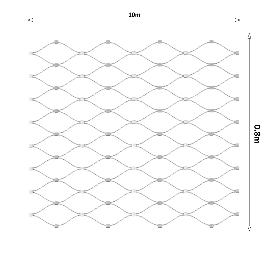 Lanková síť, 0.8mx10m, oko 50x50mm, t-2mm, nerez AISI316