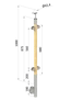 dřevěný sloup, boční kotvení, výplň: sklo, průchozí, vrch pevný (ø 42mm), materiál: buk, broušený povrch s nátěrem BORI (bezbarvý)
