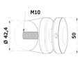 svorka bodová na sklo 12-20mm na trubku ø 42.4mm (ø 50mm / M10, brúsená nerez K320 /AISI304, balenie obsahuje gumičky na sklo - slide 1