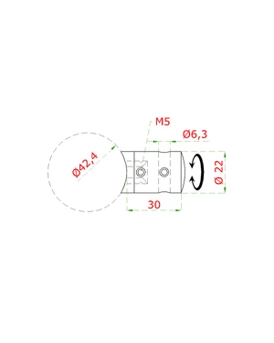 Držák lanka ø 5 mm, se zajištěním, na trubku ø 42,4 mm (30x22 mm), broušená nerez K320 / AISI304 - slide 1