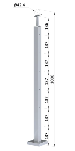 Nerezový stĺp, vrchné kotvenie, 6 radový M6, vrch pevný - slide 0