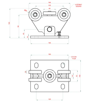 PICCOLO-Klasik samonosný systém 69x69x4mm posuvnej brány do 200kg/4,5m otvor (C399P-4/Fe 1x6m čierný profil, C395KIT/P-K 1ks) intenzívna prevádzka - slide 5
