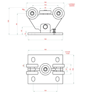 PICCOLO-Klasik samonosný systém 69x69x4 mm pro posuvné brány do 200 kg / 4,5 m otvor (C399P-4/Fe 1x 6 m černý profil, C395P KLASIK 2ks, C396P 1ks, C397P 1ks,C398P 1ks), intenzivní provoz - slide 6