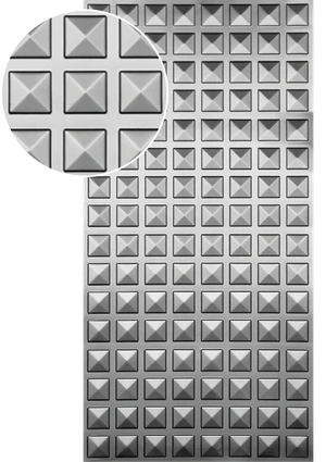 Plech oceľový pozinkovaný DX51D, rozmer 2000x1000x1,2mm +/- 0.5%, lisovaný vzor - ŠTVOREC 95x95mm, 3D efekt - slide 0