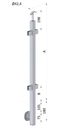 nerezový stĺp, bočné kotvenie, výplň: sklo, priechodný, vrch nastaviteľný (40x40mm), brúsená nerez K320 /AISI304
