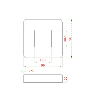 kryt platne (96x96mm), otvor:40.5x40.5mm, brúsená nerez K320 /AISI304 - slide 1