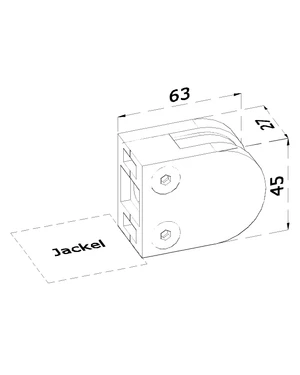 Svorka plochá na jokel 40x40mm, brúsená nerez AISI304 - slide 2
