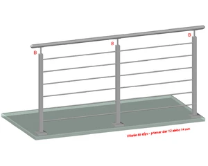 Nerezový sloup, vrchní kotvení, 6děrový koncový - slide 1