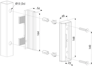 LOCINOX® SAKL QF2 nastaviteľná dorazová lišta pre krídlové bránky, pre profil 40 až 60 mm, bez povrchovej úpravy - slide 1