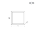 hliníkový jokel 20x20x1.5mm, dĺžka 6000 mm, materiál EN AW-6060 T66, prírodný hliník bez povrchovej úpravy, cena za kus - slide 1