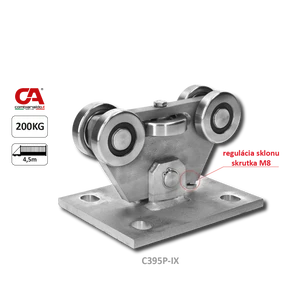 Nerezový vozík PICCOLO do profilu (68x68 mm) pro samonosné brány do 200 kg / otvor: 4,5 m, nerez bez povrchové úpravy / AISI304 - slide 1