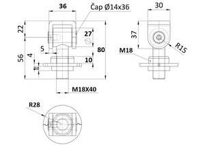 Pant M18 navařovací, otevíratelný 90°, nastavitelný 1D s kontramaticí, částečně pozinkovaný - slide 1
