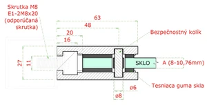 Svorka plochá na jokel 40x40mm, brúsená nerez AISI304 - slide 3