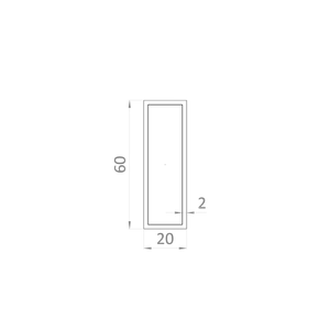 jokel 60x20x2mm, materiál EN AW-6060 T66, prírodný hliník bez povrchovej úpravy,dĺžka 6000mm, cena za kus - slide 1