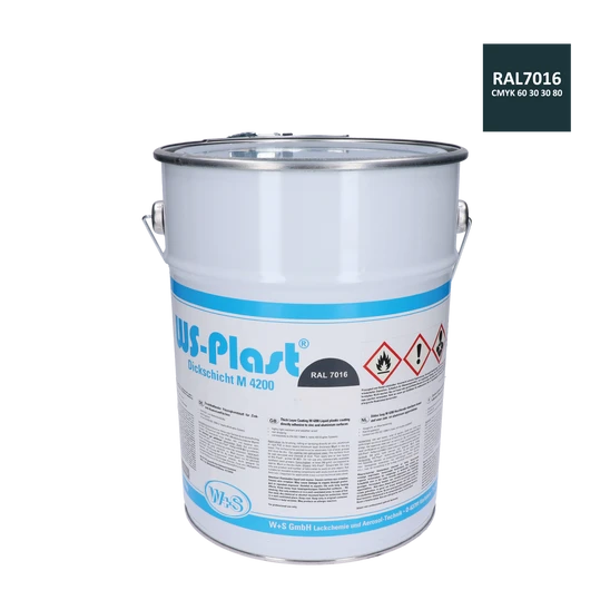 W + S antracitová antikorózna polomatná farba vhodná na zinok a hlinník, balenie 11kg, kompatibilná so sprejom RAL7016.SP