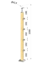 drevený stĺp, vrchné kotvenie, 4 radový, priechodný, vrch pevný (40x40mm), materiál: buk, brúsený povrch bez náteru