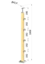 dřevěný sloup, vrchní kotvení, 4 řadový, průchozí, vrch pevný (40x40mm), materiál: buk, broušený povrch bez nátěru