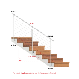 nerezový stĺp, bočné kotvenie, 8 dierový priechodný na lanko, vrch nastaviteľný, (ø 42.4x2mm), brúsená nerez K320 /AISI304 - slide 1