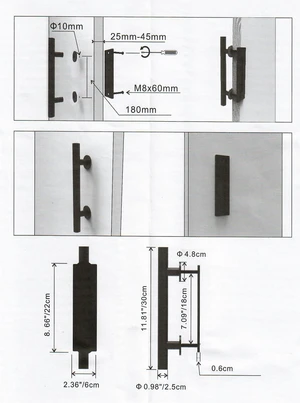 Kovové madlo pro SPD systém, průměr madla ø 25mm, délka 300mm, rozteč 180mm, pozinkované, RAL9005 matná černá - slide 1