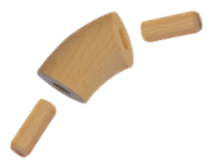 drevený spojovací oblúk (ø 42mm /45°), materiál: buk, brúsený povrch bez náteru - slide 0