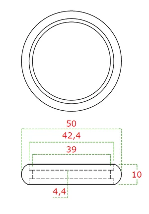 prechod madla - prstenec, na drevené madlo ø 42,4mm, brusená nerez K320/AISI304 - slide 1