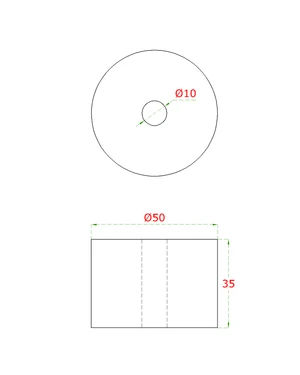 prechod na vymedzenie vzdialenosti, ø 50mm /ø 10mm /L: 35mm, brúsená nerez K320 /AISI304, bal: 1ks - slide 1