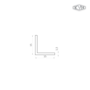 L profil 15x15x1.5mm, dĺžka 6000 mm, materiál EN AW-6060 T66, prírodný hliník bez povrchovej úpravy, cena za kus - slide 1