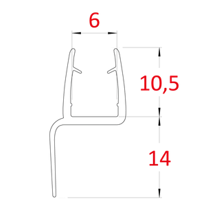 plastové tesnenie na sklo 6mm, medzi sklenené dvere a stenu alebo podlahu, 2200mm - slide 1