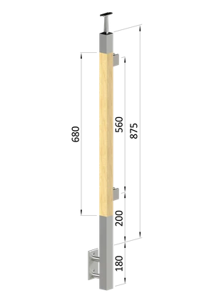 Dřevěný sloup, boční kotvení, výplň: sklo, levý - slide 0