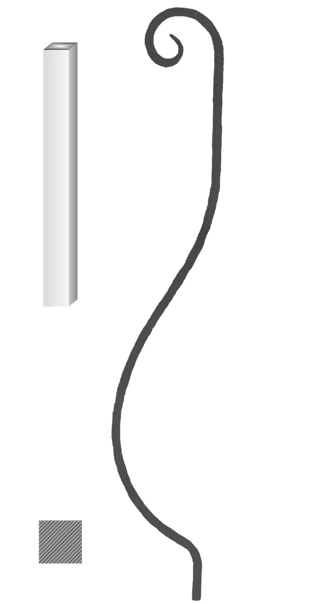Kovaná výplň zábradlí H 1000xL170mm,12x12mm,hladká ocel