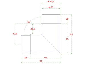 Spojka rohová 90 ° na trubku ø 42.4mm, broušená nerez K320 / AISI304 - slide 1