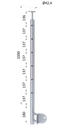 nerezový stĺp, bočné kotvenie rohové, 6 dierový, rohový:90°, vrch pevný (ø 42.4x2mm), brúsená nerez K320 /AISI304